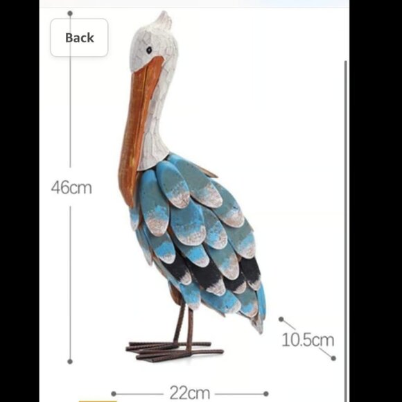 18 Inch wood and metal Pelican sclpture hand painted. 18inches tall. - Picture 3 of 6